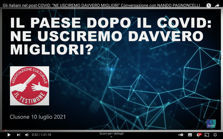 Gli italiani nel post-COVID: “NE USCIREMO DAVVERO MIGLIORI?” Conversazione con NANDO PAGNONCELLI