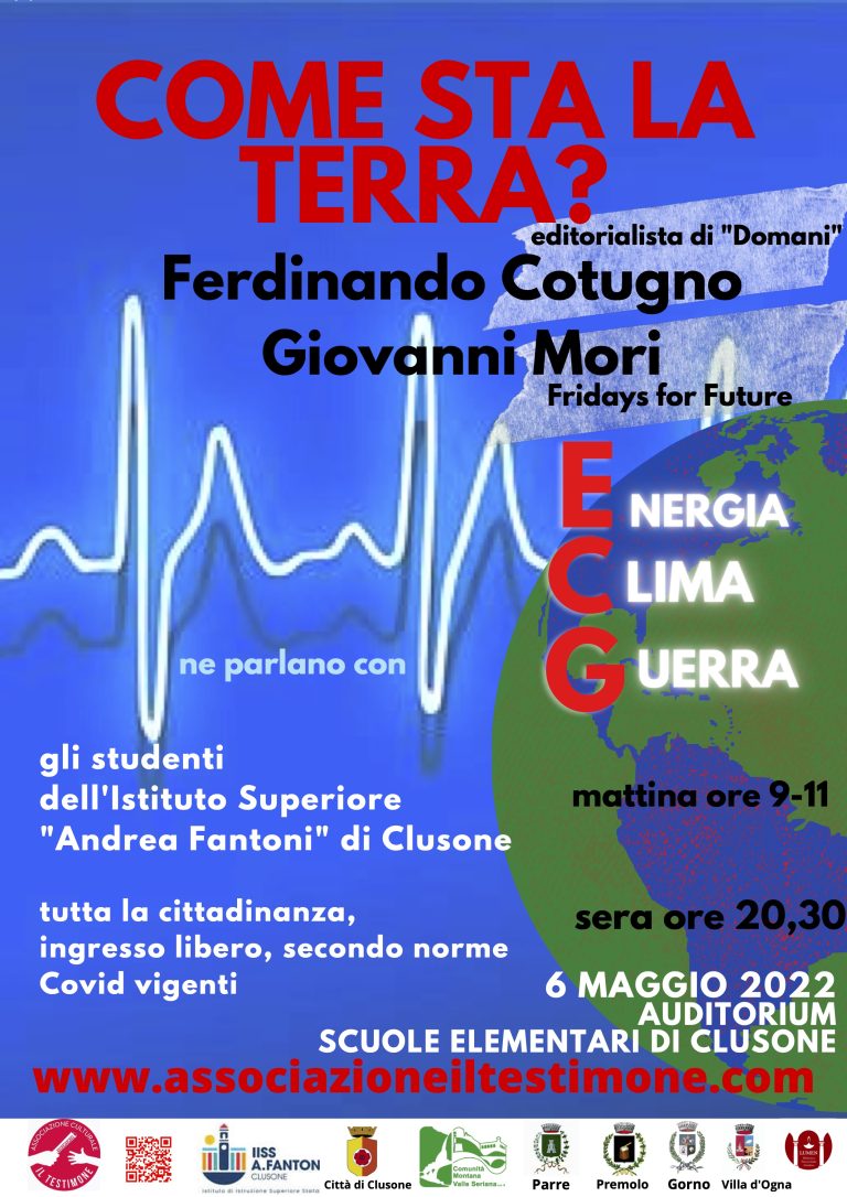 6 maggio 2022 “Come sta la terra?”  Incontro con Ferdinando Cotugno e Giovanni Mori